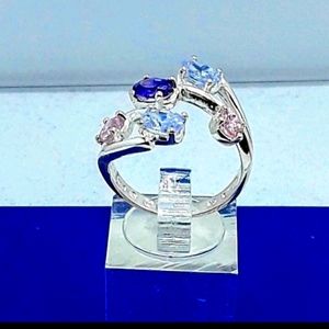 925 * Ring Beautiful Multi-Gem Colors Ring.